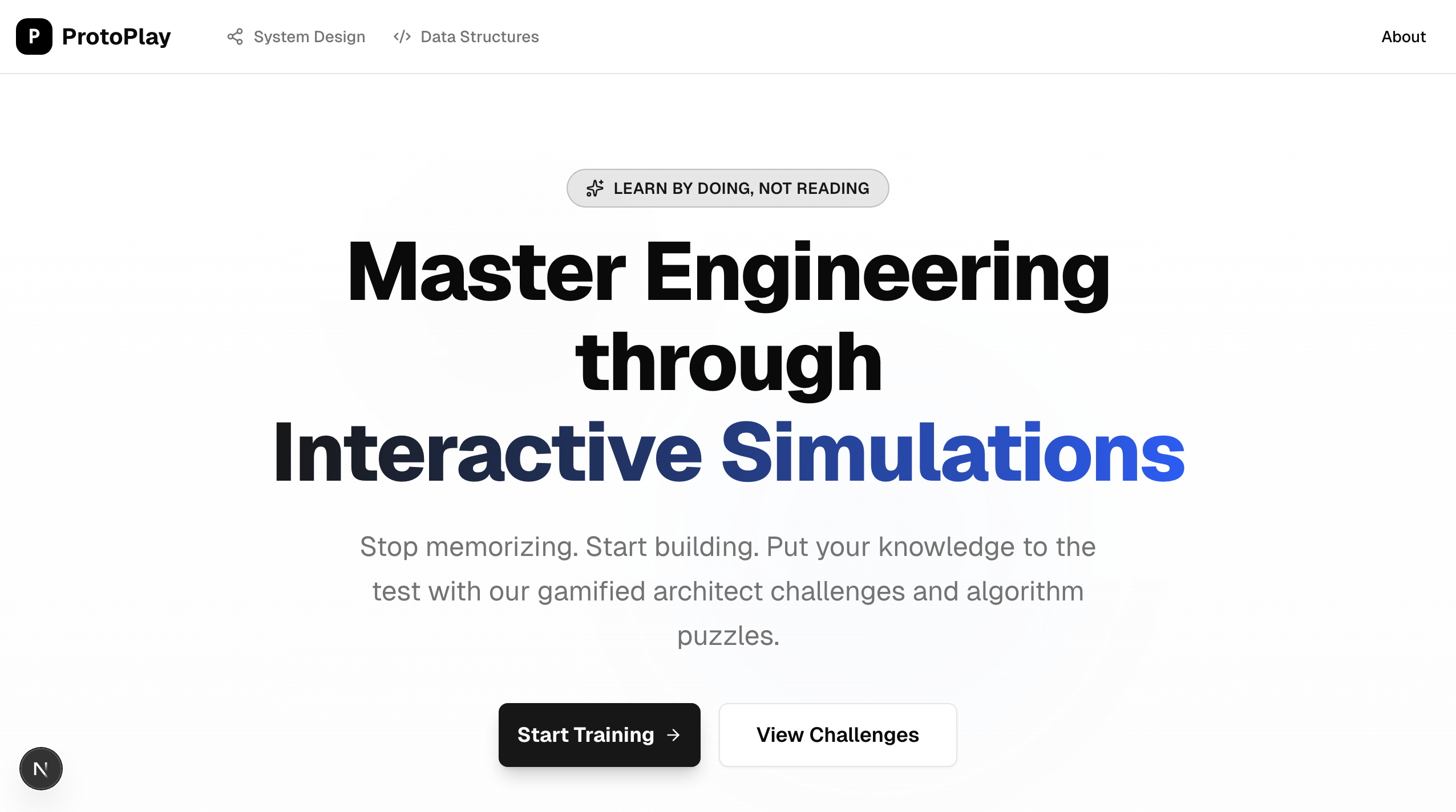 ProtoPlay landing page introducing interactive engineering simulations
